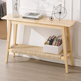 chairus Entryway Table with Storage Farmhouse Narrow Console Table 46” Rattan Sofa Table for Entrance Hallway, Living Room, Oak chairus