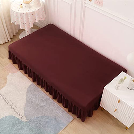 ANWUCHEN Futon Cover-Stretch Armless Futon Covers Full Size with Skirt Ruffled Futon Sofa Cover Washable Folding Sofa Bed Cover Soft Futon Couch Cover Slipcover with Elastic Bottom for Kids,Pets(Red) ANWUCHEN