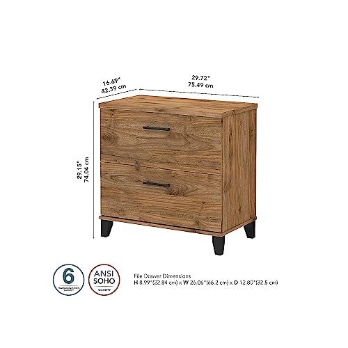 Bush Furniture Somerset 2-Drawer Lateral File Cabinet, Letter/Legal, Fresh Walnut, 30-inch (WC81380)