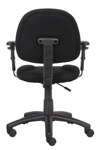 Boss Office Products B316-BK Perfect Posture Delux Fabric Task Chair with Adjustable Arms in Black, Low-Back Boss Office Products