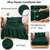 CozyLux Twin XL Comforter Set Emerald Green - 5 Pieces Twin Extra Long Bed in a Bag for College Dorm, All Season Bedding Set for Girls and Boys, Soft Bed Set with Comforter, Sheets, Pillowcase & Sham CozyLux