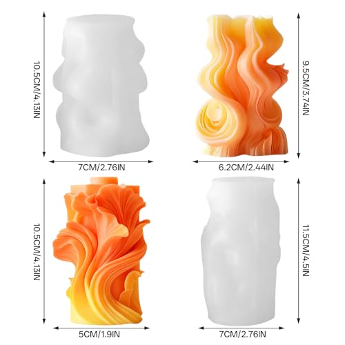 2 PCS 3D Wave Cylinder Candle Silicone Molds Geometric Relief Cylindrical Candle Silicone Mold for Candles Making Aromatherapy Candles Gypsum Clay Home Decorate