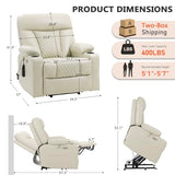 EONIX Power Lift Recliner Chair for Elderly with Heat and Massage, 400lbs Heavy Duty Electric Recliner Chairs for Adults with Cup Holders and USB Charging Ports, SLRY019020, Cream White