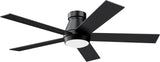 TCL 52" Ceiling Fan with Lights, Black Flush Mount Ceiling Fans, 5 Blades Low Profile Ceiling Fans, 6 Speeds DC Reversible, Dimmable, Modern Ceiling Fans for Bedroom, Living Room and Garage TCL
