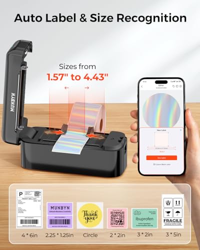 MUNBYN Bluetooth Thermal Label Printer RealWriter RW402B, 4x6 Shipping Label Printer for Small Business, Compatible with Android, iPhone and Windows, Mac, Chromebook MUNBYN