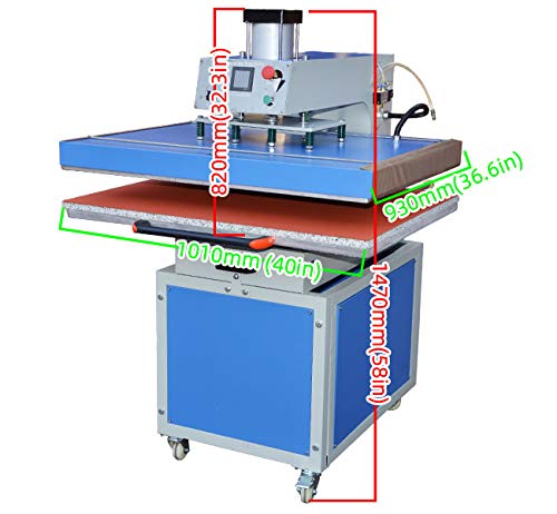 Heat Press Machine 31in x 39in Pneumatic Drawer-Type Large Format Heat Press Machine Sublimation Heat Transfer Machine Blue QOMOLANGMA