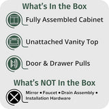 Spring Mill Cabinets Emlyn 72 Inch Double-Sink Bathroom Vanity with White Top, 2 Cabinets, 2 Drawers, 72.5" W x 18.75" D, Pearl Gray Spring Mill Cabinets