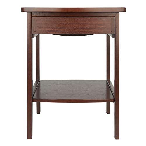 Winsome 22 x 18 x 18-Inch Wood Curved End Table/Night Stand With One Drawer, Brown (94918) - WoodArtSupply