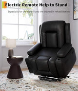 GarveeHome Oversized Wide Power Lift Recliner Chair - Heat and Massage, Adjustable Back and Legs, PU Leather Electric Lift Chair Designed for the Elderly and People with Mobility impaired