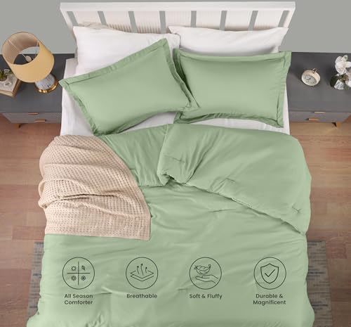 King Comforter Set 3 Piece Sage Green by Utopia Bedding, Comforters King Size, Bedding Comforters Sets, Down Alternative Soft Bed Set, 1 Comforter (90 x 102 inches) 2 Pillow Shams (20 x 36 inches) Utopia Bedding