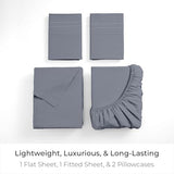 Mellanni Queen Sheets Set - 4 PC Iconic Collection Bedding - Hotel Luxury, Extra Soft, Cooling Bed Sheets - Wrinkle, Fade, Stain Resistant (Queen, Mineral Gray) Mellanni