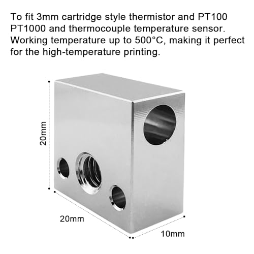 Updated High Temperature 3D Printer Heater Block, CR-10 Plated Copper Heater Block Compatible for MK8 Extruder Ender 3 Hotend,Ender 3 V2,Ender 3 Pro/Ender 5 Pro Plus CR10 S4 S5 3D Printer, - WoodArtSupply