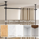 Room Divider for Room Separation，No Drilling Curtain Rod Wall Divider Metal Rod, 4-10ft(H) 28-140inch(W) Adjustable, Heavy Duty Partition Space Separator Freestanding Tension Curtain Stand (Black) Toyear