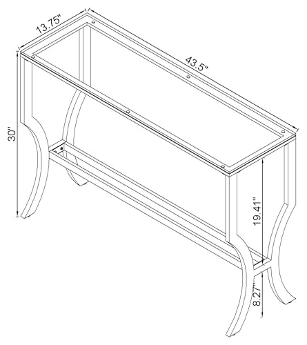 Coaster Home Furnishings - Saide - Metal and Glass - 43.5-Inch Rectangular Contempandary Table with Clear Tempered Glass Top - Entryway, Living Room, and Hallway - Chrome - 720339 Coaster Fine Furniture