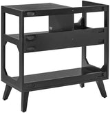 Crosley Furniture Asheville Mid-Century Modern Media Console Record Player Stand, Storage for Vinyl Records, Medium, Black Crosley Furniture