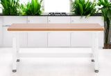 Heavy Duty Height Adjustable Workbench Table with Solid Wood Top, 1000 to 2000 lbs. Weight Capacity Workstation for Garage, Warehouse, Workshop, (28.5" to 42") Height (White, 60" W x 24" D) WoodArtSupply