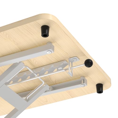 Decoholic Light Wood Small Single 24 inch Scissors Lift Keyboard and Mouse Riser ,Height Adjustable Standing Desk Converter,for Ergonomic Sit Stand Workstations (24 inch NW) Decoholic