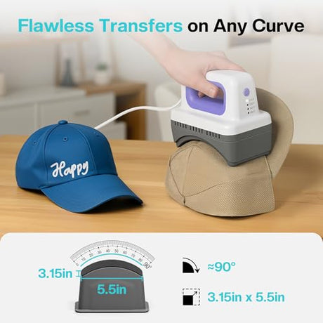Likcut Hat Press SZ01, Lightweight Hat Press Heat Machine for Caps with 4 Heating Levels, 10min Auto-Off, for Vinyl, Sublimation, Heat Transfer Projects LIKCUT