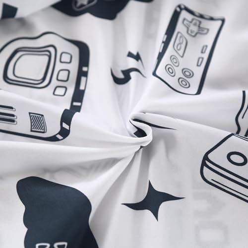 SDIII 4PCS Black and White Gamer Bedding Sheet Sets for Boys Girls Teens and Kids, Bed in a Bag Full Sheet Set, Video Game Bed Sheet Set on Amazon, Full SDIII