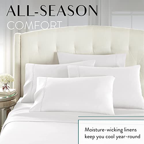 Danjor Linens Twin Bunk Bed Sheets w/ 2 Pillowcases, Lightweight Brushed Microfiber Deep Pockets, 4 Piece Fitted Bedding Sets, White Danjor Linens