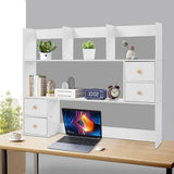 Desk Hutch, Desktop Hutch with 8 Shelves & 4 Drawers, Vanity Desk with Hutch Top Only, Extendable Small Desk Shelf for Top of Desk, Desktop Bookcase Bookshelf for Home Office Generic