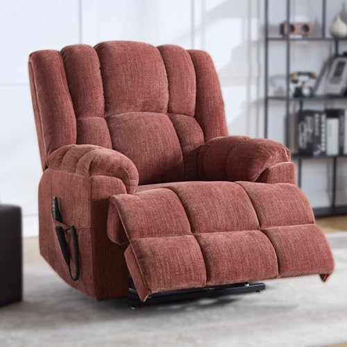 Trustyue Dual Motor Power Lift Recliner Chair with Lay Flat, Full-Body Vibration & Lumbar Heating - Lift Assist Chair for Elderly, Electric Recliner with Massage and Heat,Easy Assembly Red