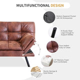 MUUEGM Faux Leather Futon Bed, Convertible Memory Foam Sofa Bed, Modern Love Seat for Living Room,Compact Space,Apartment,Office,Adjustable Backrests Armrests Couch Sleeper,71" Sofas, Brown MUUEGM