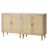 VEVOR Rattan Buffet Cabinet with Storage, 4 Magnetic Doors and Adjustable Shelves, Sideboard for Hallway, Living Room, Kitchen, Natural VEVOR