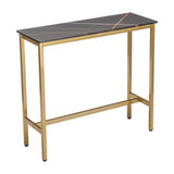 Aklaus 40" Bar Table,Rectangular Industrial Bar Height Table with Sturdy Gold Metal Frame Black Faux Marble Top,Pub Table High Top Dining Table Console Table for Dining Room Living Room Entryway Aklaus