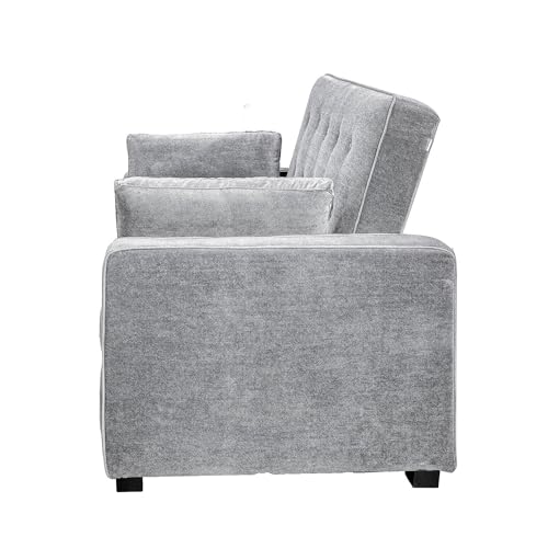 Lifestyle Solutions Ainsley Full Size Convertible Loveseat, Light Grey