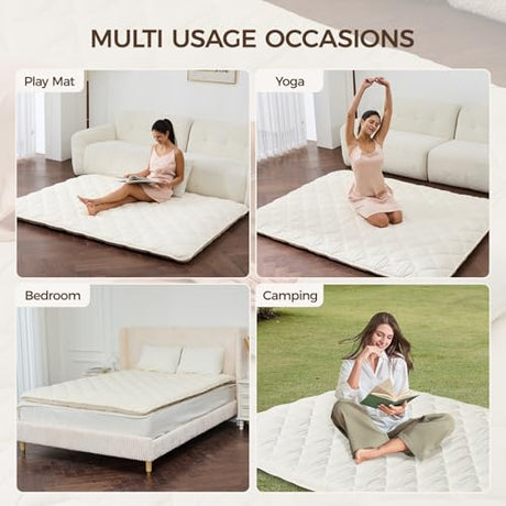 Miisong Japanese Floor Mattress with Washable Cover, Folding Futon Mattresss, Tatami Mat Sleeping Pad with Thicken Memory Foam, Roll Up Floor Lounger Bed for Kids Adults (Twin 80"×39"×2.6") Miisong