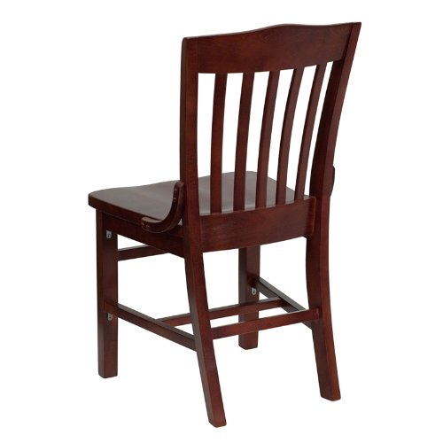 Flash Furniture Hercules Series School House Back Wood Restaurant Chair, Classic Armless Dining Chair for Restaurants/Kitchens, Mahogany Wood Finish - WoodArtSupply