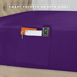 Elegant Comfort 8-Piece Pinch Pleated Comforter Set - All Season Complete Bed in a Bag, Includes 4pc Smart Sheet Set, Bed Skirt, Comforter, Matching Pillowcases and Shams, King/Cal King, Purple Elegant Comfort