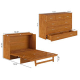 AFI, Northfield Queen Murphy Bed Chest with 6" Mattress, Storage Drawer & Built-in USB Charger, Light Toffee AFI