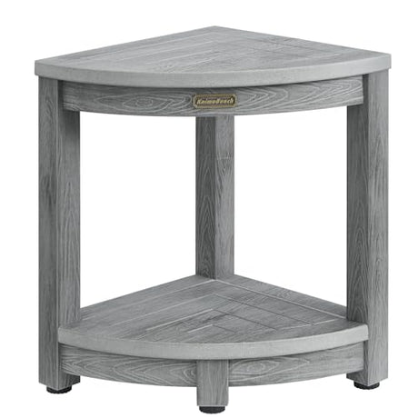 Waterproof Shower Bench for Inside Shower, Gray HDPS Corner Shower Stool for Shaving Legs, Poly Lumber Shower Foot Seat, Plastic Bathroom Shower Bench Seat with Storage Shelf, Non-Slip/No-Maintenance KaimuBench