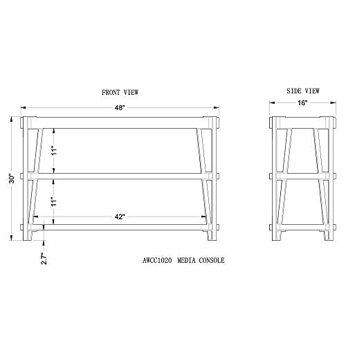 Alaterre Furniture Natural Ryegate Solid Wood with Metal Media Console Table - WoodArtSupply