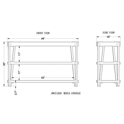 Alaterre Furniture Natural Ryegate Solid Wood with Metal Media Console Table - WoodArtSupply