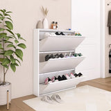 LUCYPAL Shoe Storage Cabinet with 3 Flip Drawers,Metal Wall Shoe Cabinet Storage for Entryway,Hidden Shoe Rack,Narrow Slim Shoe Organizer for Hallway, Bedroom, Apartment,White 43" H*31.5" W*6" D LUCYPAL