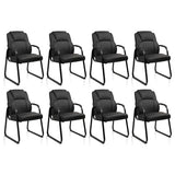CLATINA Leather Guest Chair with Padded Arm Rest for Reception Meeting Conference and Waiting Room Side Office Home Black with Sled Base 8 Pack CLATINA