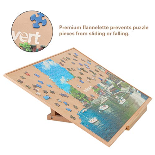 LAVIEVERT Wooden Jigsaw Puzzle Board Portable Puzzle Plateau Puzzle Storage Puzzle Saver with Non-Slip Surface for Up to 1000 Pieces - WoodArtSupply