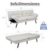 MUUEGM Futon Sofa Bed Memory Foam White Futons Modern Office Couch Sleeper Bed Convertible Love seat Sofa for Small Spaces,Apartment,Office with Adjustable Armrest Backrest MUUEGM