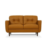 Acme Radwan Tufted Leather Loveseat in Caramel Acme
