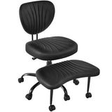 Cross Legged Office Chair, Ergonomic Criss Cross Chair with Wheels, 360° Swivel Height-Adjustable Meditation Chair for Yoga & ADHD, Wide Kneeling Chair with Strong Lumbar Support (Black) BPY01B BEWISHOME