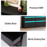 Hlivelood 9 Drawer Dresser with Power Outlet & LED Light, Modern Chest of Drawers for Closet Modern Large Dresser Organizer Cabinet for Bedroom, Living Room, Black Hlivelood