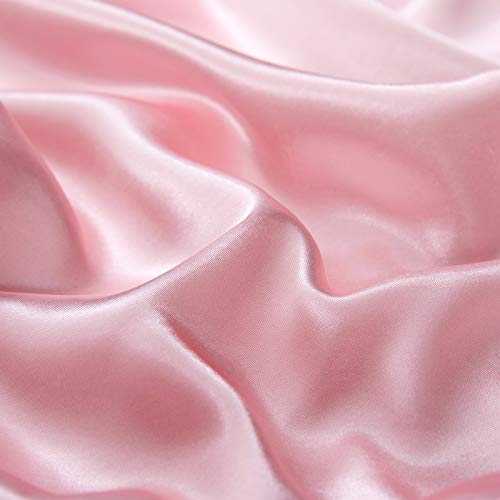 P Pothuiny 3 Pieces Satin Duvet Cover Twin/Twin XL Size, Luxury Silky Like Blush Pink Duvet Cover Bedding Set with Zipper Closure, 1 Duvet Cover + 2 Pillow Cases (No Comforter) P Pothuiny