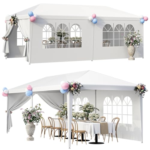 LEMY 10 X 20 Outdoor Wedding Party Tent Camping Shelter Gazebo Canopy with Removable Sidewalls Easy Set Gazebo BBQ Pavilion Canopy Cater Events LEMY