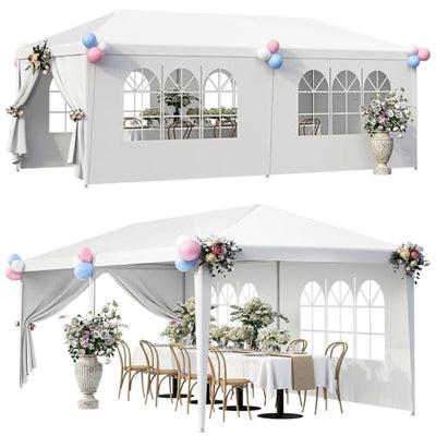 LEMY 10 X 20 Outdoor Wedding Party Tent Camping Shelter Gazebo Canopy with Removable Sidewalls Easy Set Gazebo BBQ Pavilion Canopy Cater Events