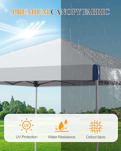 BPS 12x12 ft Pop Up Canopy with Portable Wheeled Carry Bag, Easy Set Up Outdoor Sun Shade Canopy Tent with 8 Stakes, 4 Ropes, 4 Weight Bags for Events, Parties, Camping BPS