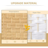 HOMCOM 6 Panel Room Divider, 6' Tall Folding Privacy Screen, Hand-Woven Freestanding Wall Partition for Home Office, Bedroom, Nature Wood HOMCOM