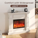 43" Electric Fireplace with Mantel | 1400W Freestanding Electric Fireplaces | Highly Realistic 3D Flame | 50-90℉ AdjustableTemp | Button & Remote Control White Fireplace Mantel | 43" Wx11 Dx40 H FODINGHILL